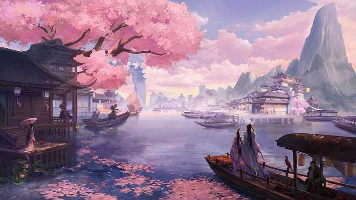 japanese cherry blossom anime wallpaper