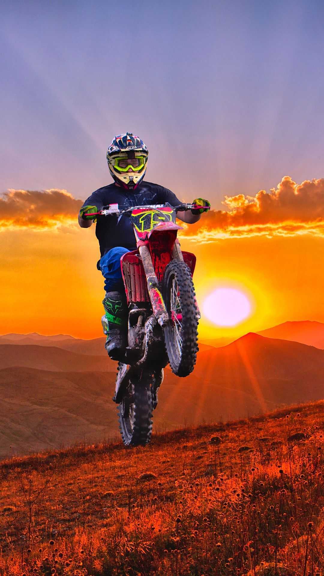 HD wallpaper red and gray Fox motocross helmet the sky mountains the  steppe  Wallpaper Flare