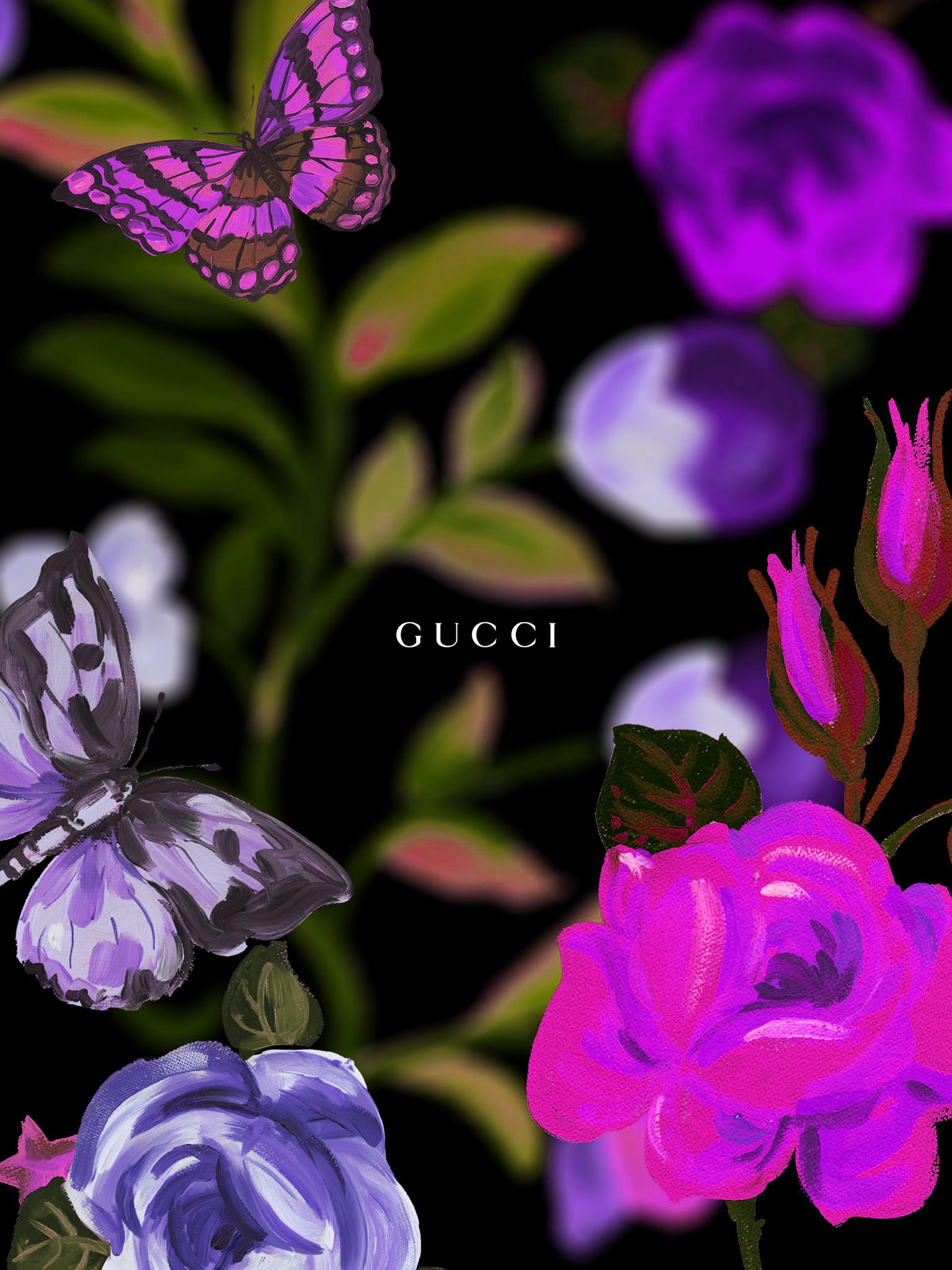 Download Floral Gucci And Supreme Logo Wallpaper