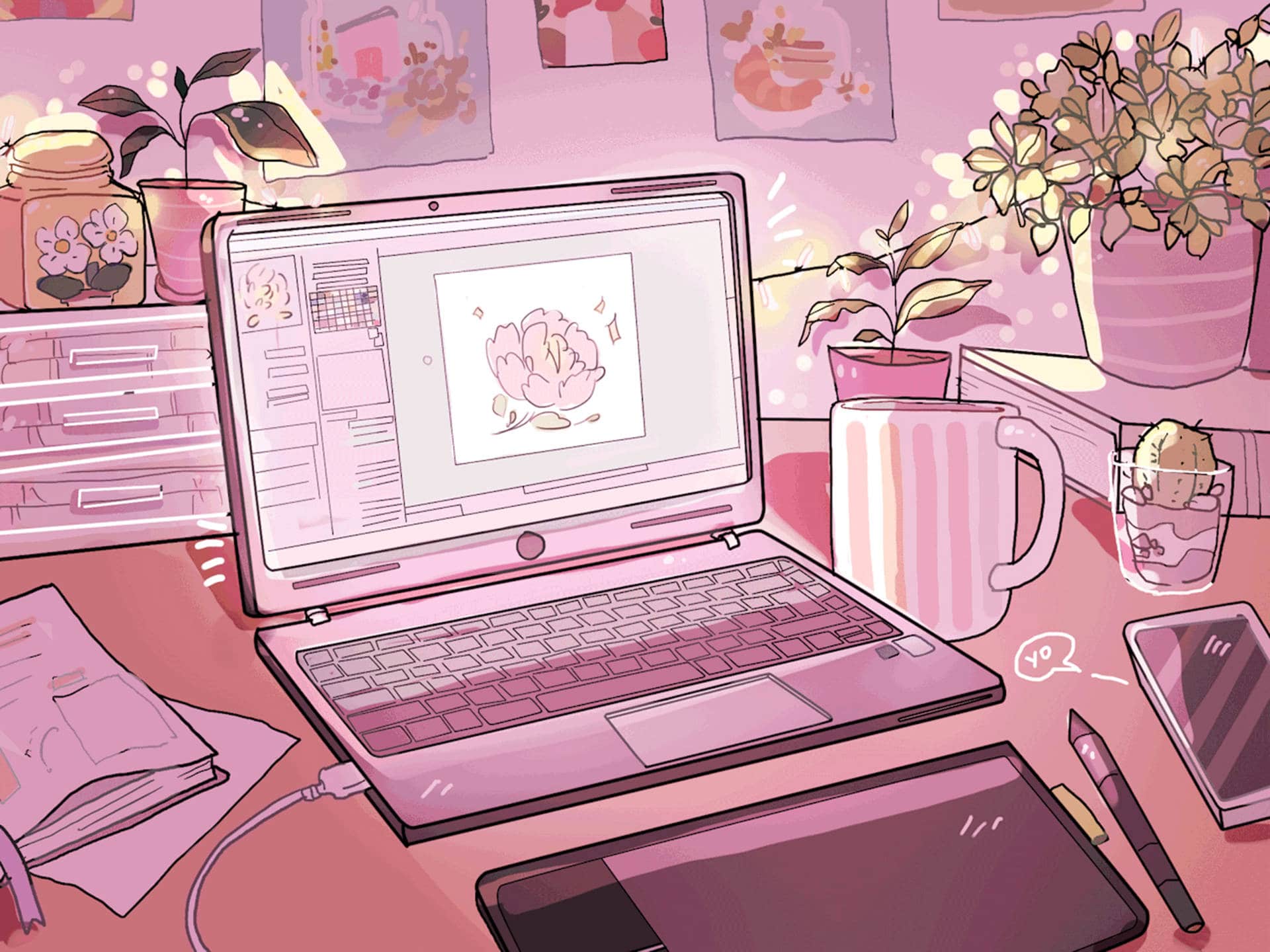 Pink Aesthetic laptop Wallpaper - NawPic