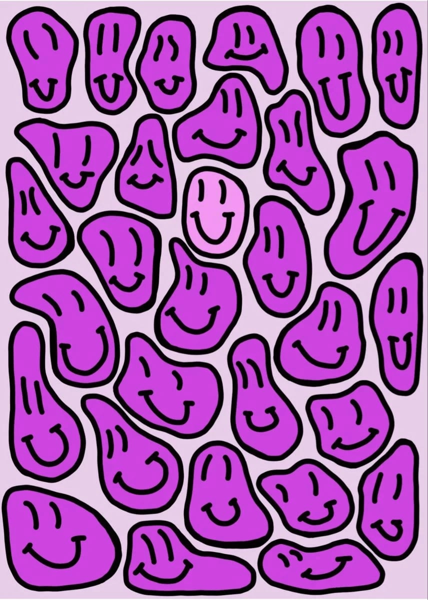 Purple Smiley Faces Fabric Wallpaper and Home Decor  Spoonflower